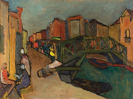 MARIO SIGNORI Albino -1929 Canale a Venezia Olio su tela, cm 60 x 80 Non...