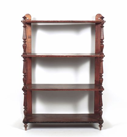 ETAGERE PENSILE IN LEGNO TENERO fine del XIX secolo quattro ripiani a giorno,...