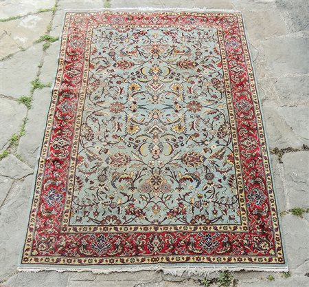 TAPPETO PERSIANO fondo azzurro con motivi floreali cm 240x400 PERSIAN RUG