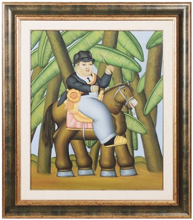 DA BOTERO Il Presidente copia d'artista ad olio su tela, in cornice cm 57x49...