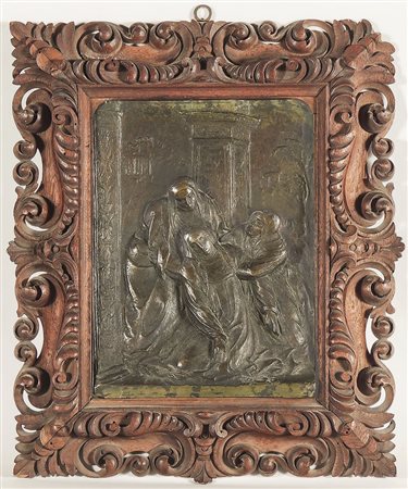 LE PIE DONNE XIX secolo bassorilievo in bronzo in cornice cm 20x15 PIOUS...