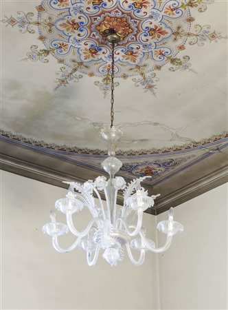 LAMPADARIO IN VETRO SOFFIATO INCOLORE Murano, fine del XIX/inizio del XX...