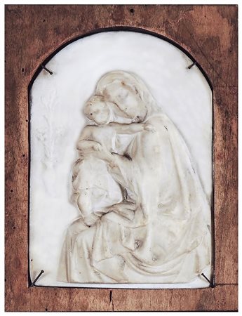 AMALIA DUPRÈ (1842-1928) Madonna con Bambino bassorilievo in marmo di forma...