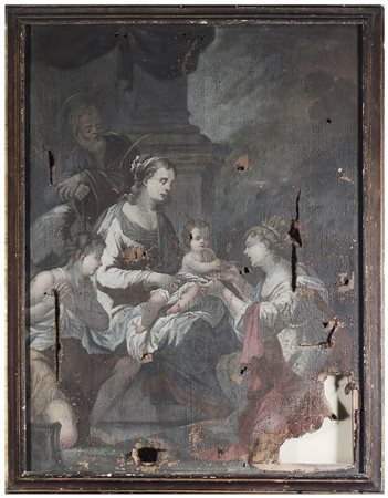 SCUOLA VENETA DEL XVII SECOLO Madonna con Bambino olio su tela, in cornice,...