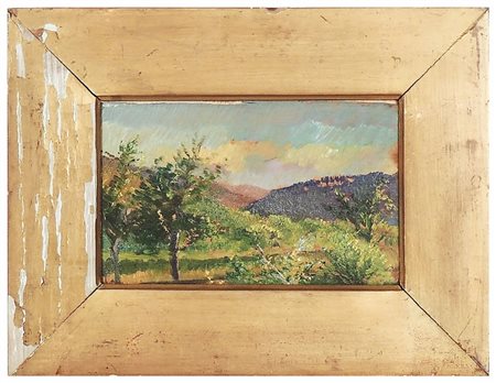 GAETANO SPINELLI (1887-1945) Paesaggio campestre olio su tavoletta, in...