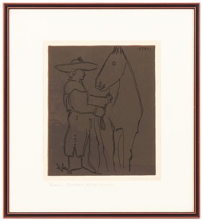 DA PABLO PICASSO (1881-1963) Picador e Cavallo linoincisione, in cornice cm...