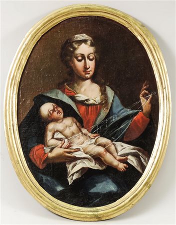 SCUOLA TOSCANA DELLA FINE DEL XVIII SECOLO Madonna con Bambino olio su tela...