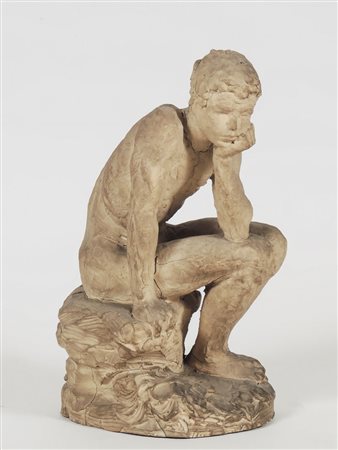 DOMENICO TRENTACOSTE (1856-1933) Caino scultura in terracotta h cm 25,5x13x16...