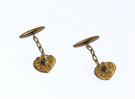 PAIO DI GEMELLI LIBERTY IN ORO GIALLO inizio del XX secolo realizzati con...