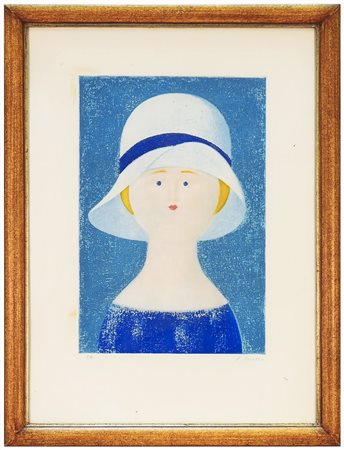 ANTONIO BUENO (1918-1984) Ritratto di donna con cappello acquatinta, prova...