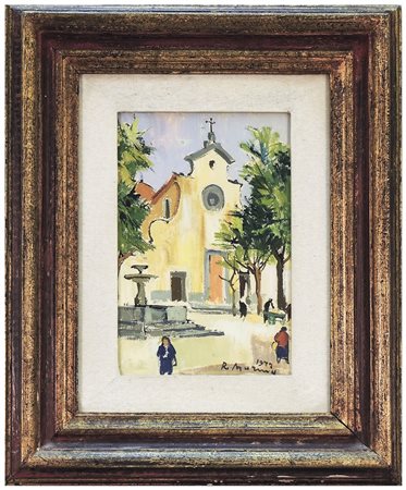 RODOLFO MARMA (1923-1999) Piazza Santo Spirito 1972 olio su tavoletta,...