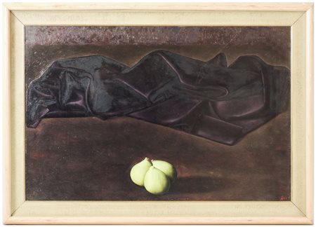 GIOVANNI ACCI (1910-1979) Natura morta con panneggio e fichi olio su faesite,...