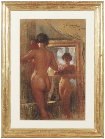 GIOVANNI ZANGRANDO (1869-1941) Nudo allo specchio pastello su carta, firmato,...