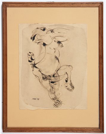 GORNI GIUSEPPE (1894 - 1972) Cavallo. 1949. Matita su carta. Cm 24,00 x...