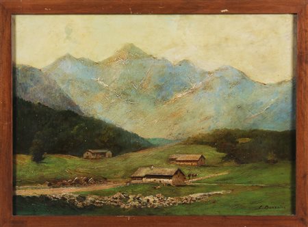 BONACINA LUIGI (1875 - 1959) Baita. Olio su tela . Cm 70,00 x 50,00. Firma in...