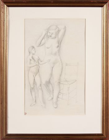 MANZU' GIACOMO (1908 - 1991) Senza titolo. 1932. Disegno a matita su carta....