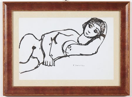 TABUSSO FRANCESCO (1930 - 2012) Nudo di donna. Acquarello su carta. Cm 45,00...