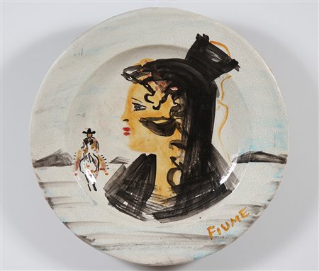 FIUME SALVATORE (1915 - 1997) Senza titolo. Ceramica. Cm 50,00. Piatto in...