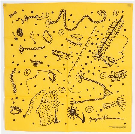 KUSAMA YAYOI (n. 1929) Bandana. 2004. Stampa su cotone. Cm 52,00 x 52,00....