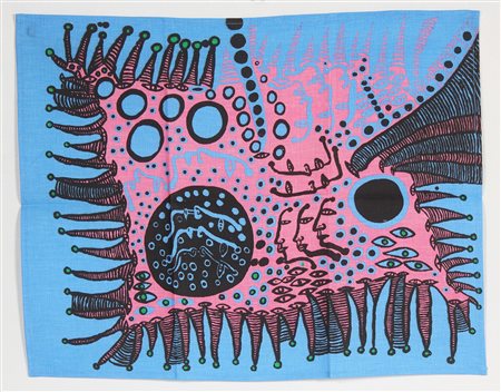 KUSAMA YAYOI (n. 1929) Tea Towel. Stampa su lino. Cm 70,00 x 50,00. Made...