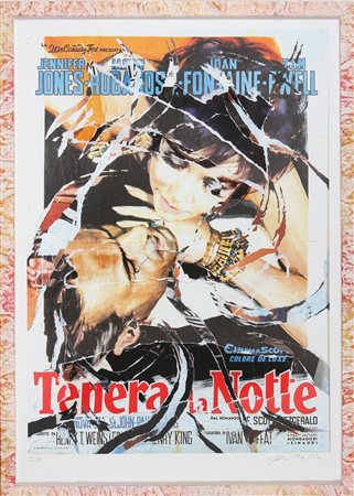 ROTELLA MIMMO (1918 - 2006) Tenera la notte. Litodecollage. Cm 70,00 x...