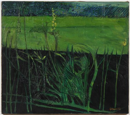 GASPARINI GIANSISTO (n. 1924) Paesaggio pianura. 1962. Olio su tela . Cm...