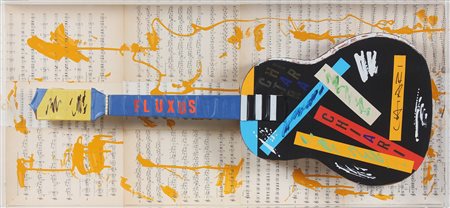 CHIARI GIUSEPPE (1926 - 2007) Chitarra in teca di plexiglass. Collage e...