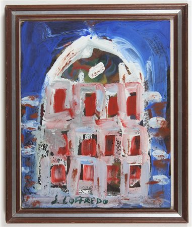 LOFFREDO SILVIO (n. 1921) Battistero. Olio su tavola. Cm 40,00 x 50,00. Firma...