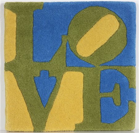 INDIANA ROBERT (n. 1928) Tappeto love. Lana. Cm 38,00 x 38,00. Al retro...