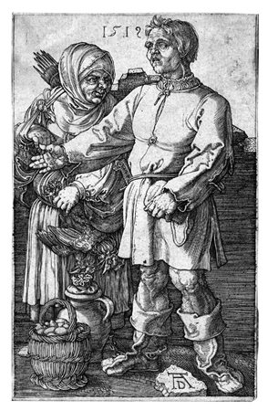 Dürer, Albrecht(Norimberga 1471 - 1528)IL CONTADINO E LA MOGLIE AL MERCATO....