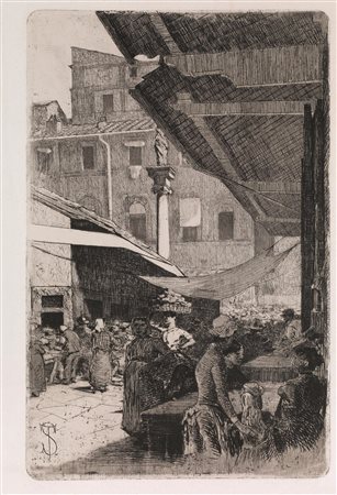 Signorini, Telemaco(Firenze 1835 &ndash; 1901)MERCATO VECCHIO: LA COLONNA...