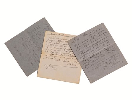 FATTORI, Giovanni (1825-1908). Tre biglietti postali autografi firmati, di...