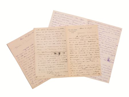 JORIS, Pio (1843-1922). Tre lettere autografe firmate, ciascuna su 4 pagine...