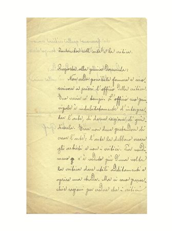 GRAF, Arturo (1848-1913, poeta e letterato). Intervento autografo firmato,...