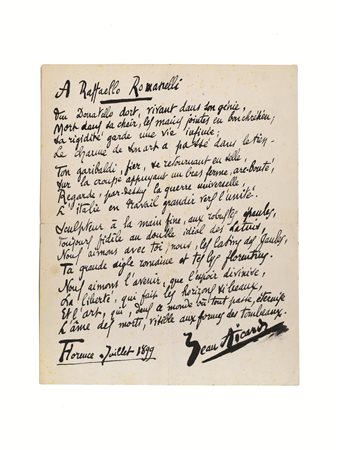 AICARD, Jean (1848-1921, scrittore). Bel poema autografo firmato, su una...