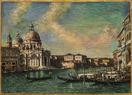 Giorgio de Chirico(Volos 1888 - Roma 1978)VENEZIA. CHIESA DELLA SALUTEolio su...