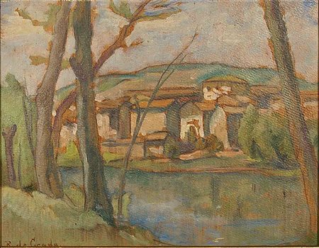 Raffaele De Grada (Milano 1885 - 1957), "Paesaggio a Carate Brianza", olio su...