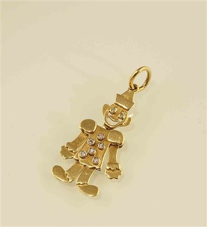 Pendente Pinocchio in oro giallo 18kt con incastonati diamanti taglio...