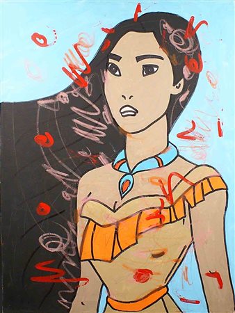 Enrico Manera (Asmara 1947), "Pocahontas", olio su tela, cm. 80x60, firmato e...