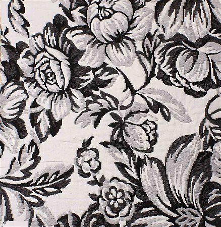 Pezza broccato cotone "Jacquard" a rose nero-bianco, m. 25 circa, h. cm. 140.