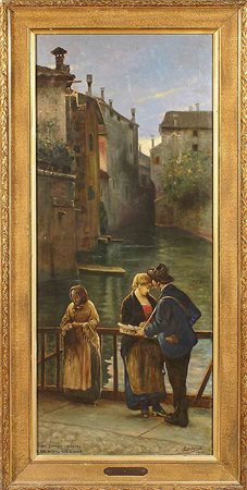 Angelo dall'Oca Bianca, copia da, "Ave Maria", olio su tela, cm. 120x50,...