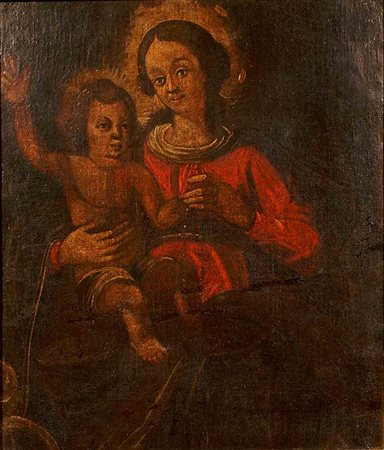 Scuola messicana, primi anni del XVII secolo, "Madonna con Bambino", olio su...