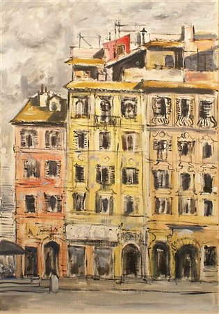 Piero Verbinschak (XX secolo), "Case a Piazza di Spagna - Roma", olio su...