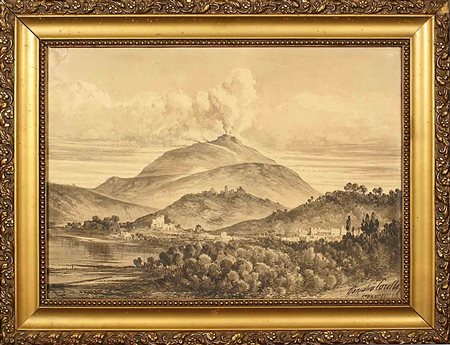 Consalvo Carelli (Napoli 1818 - 1900), "Veduta dell'Etna da Francavilla",...