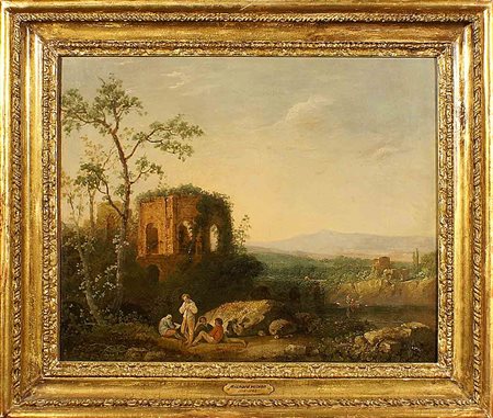 Richard Wilson (Inghilterra 1713 - 1782) attribuito, "Paesaggio italiano con...