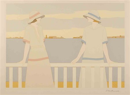 Aldo Andreolo (Venezia 1926), "Terrazza sulla laguna", serigrafia su carta...