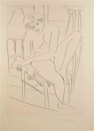 Pericle Fazzini (Grottammare 1913 - Roma 1987), "Nudo femminile", litografia,...