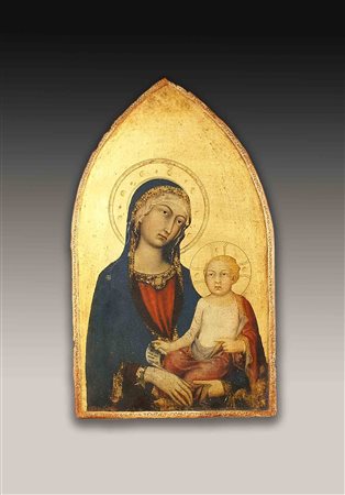 Simone Martini, copia da, stampa su tavola raffigurante Madonna con Bambino,...