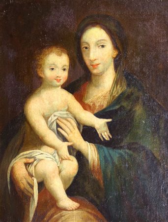 PITTORE ANONIMO "Madonna con Bambino" 73x56 olio su tavola