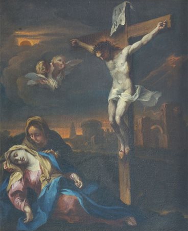 PITTORE ANONIMO DEL XVII SECOLO "Crocifissione" 57x46 olio su tela